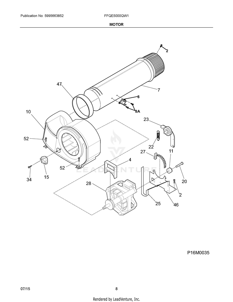 Electrolux Major Appliances BLOWER HOUSING, W/COVER & WHEEL 137551110 - Image 1