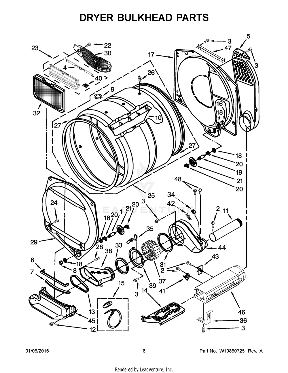 Maytag 05 - DRYER BULKHEAD PARTS WP3387749 - Image 1