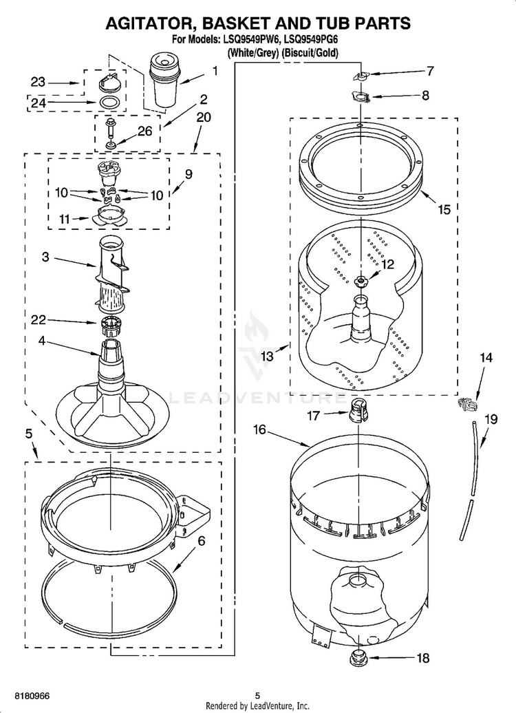 Maytag 03 - AGITATOR, BASKET AND TUB PARTS WP3951608 - Image 1